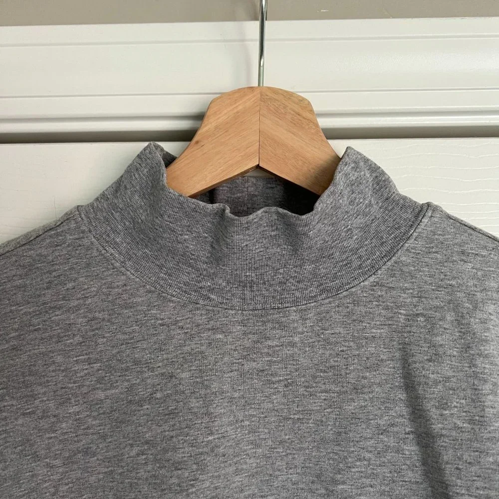 DYI Grey Mock Turtleneck Sweatshirt Long with Pockets Stretchy